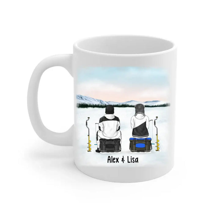 Ice Fishing Partners for Life - Personalized Gifts Custom Ice Fishing Mug for Couples, Ice Fishing Lovers