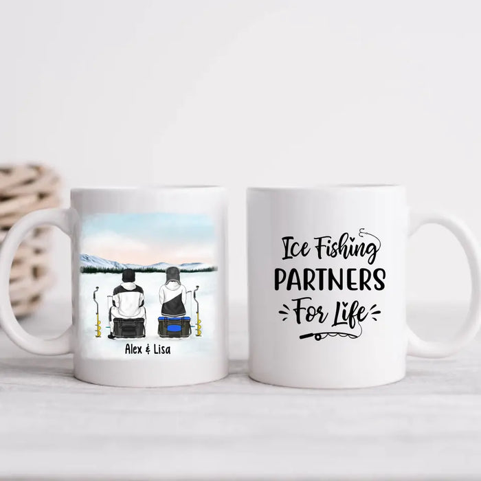 Ice Fishing Partners for Life - Personalized Gifts Custom Ice Fishing Mug for Couples, Ice Fishing Lovers