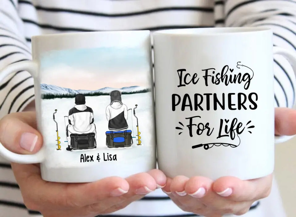 Ice Fishing Partners for Life - Personalized Gifts Custom Ice Fishing Mug for Couples, Ice Fishing Lovers