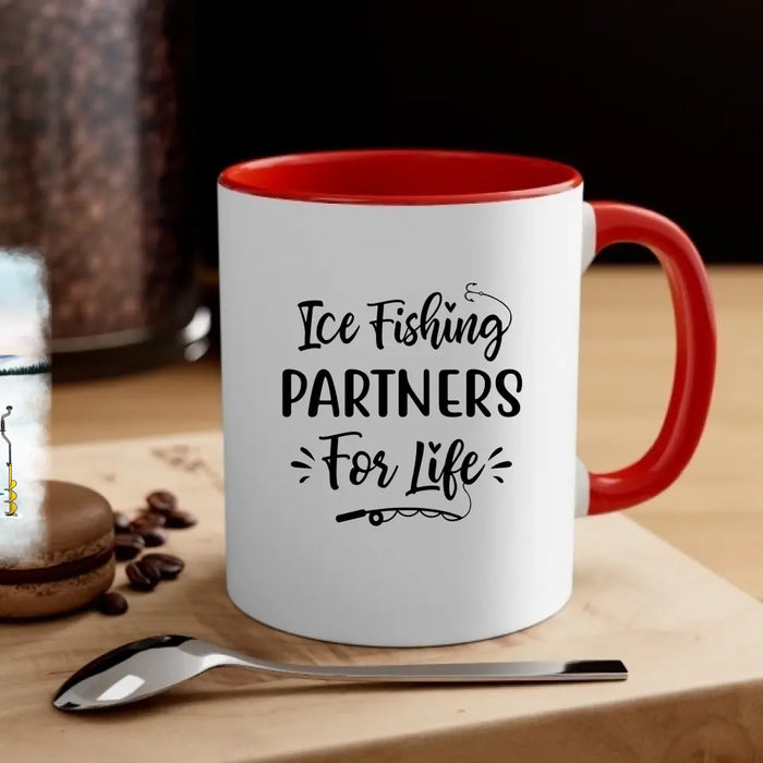 Ice Fishing Partners for Life - Personalized Gifts Custom Ice Fishing Mug for Couples, Ice Fishing Lovers