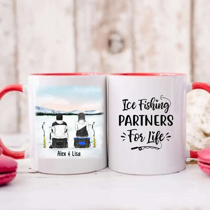 Ice Fishing Partners for Life - Personalized Gifts Custom Ice Fishing Mug for Couples, Ice Fishing Lovers