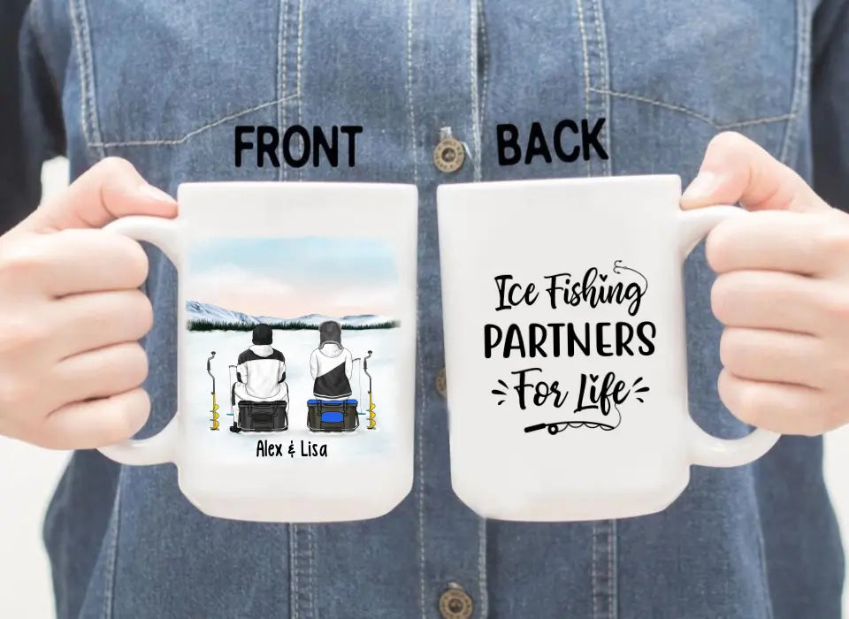 Ice Fishing Partners for Life - Personalized Gifts Custom Ice Fishing Mug for Family, Ice Fishing Lovers