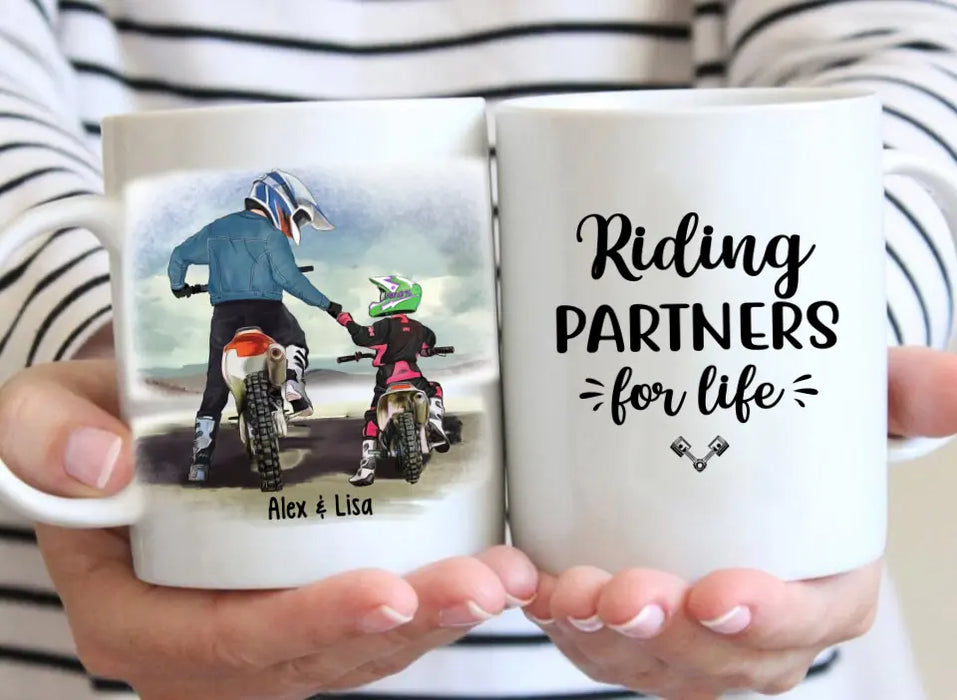 Riding Partners for Life Father & Son Daughter - Personalized Gifts Custom Motor Mug for Dad, Motor Lovers