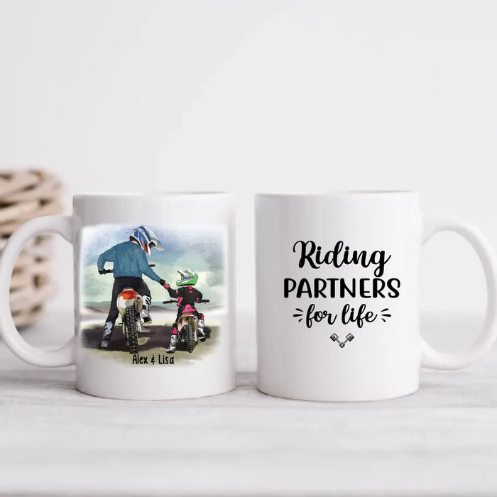 Riding Partners for Life Father & Son Daughter - Personalized Gifts Custom Motor Mug for Dad, Motor Lovers