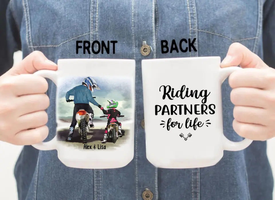 Riding Partners for Life Father & Son Daughter - Personalized Gifts Custom Motor Mug for Dad, Motor Lovers