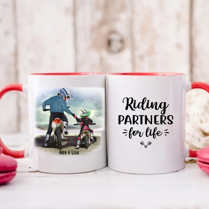 Riding Partners for Life Father & Son Daughter - Personalized Gifts Custom Motor Mug for Dad, Motor Lovers