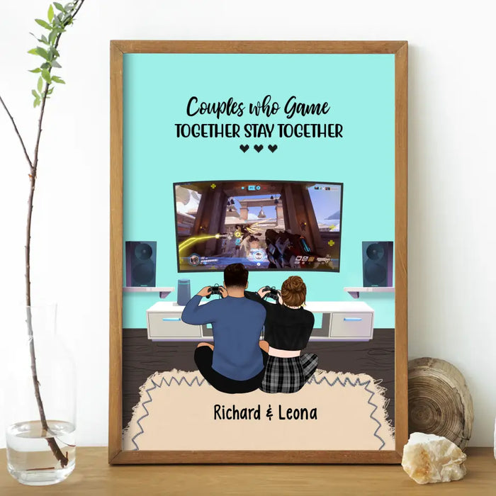 Couple Who Game Together Stay Together - Personalized Gifts for Custom Gaming Poster for Couples, Gaming Lovers