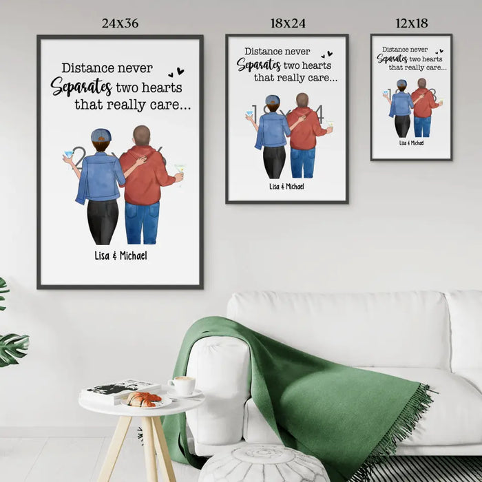 Distances Never Separate Two Hearts That Really Care - Father's Day Personalized Gifts Custom Father and Daughter Poster for Dad