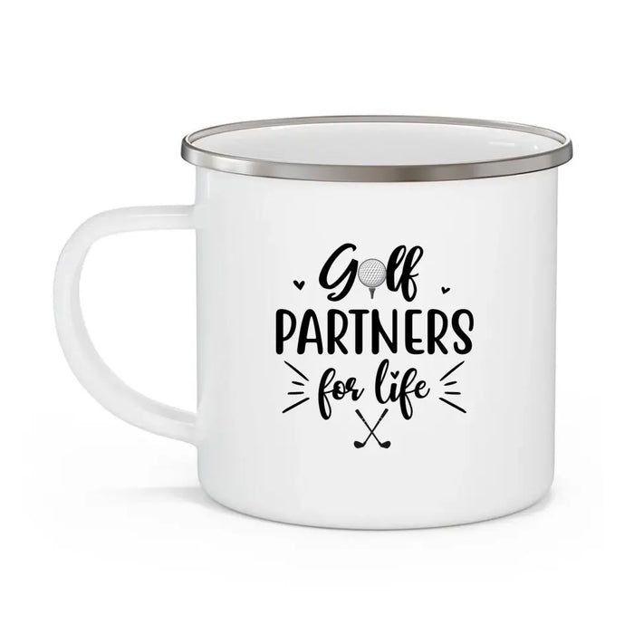 Golf Partners for Life - Personalized Gifts Custom Golf Enamel Mug for Family, Golf Lovers