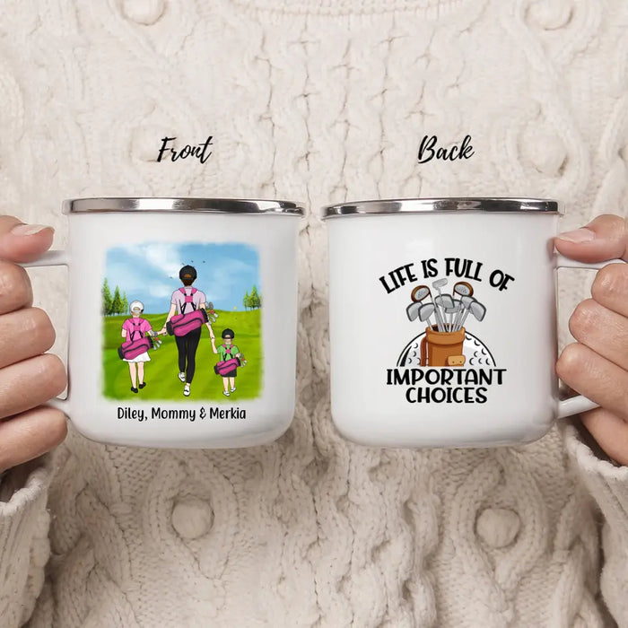 Golf Partners For Life Mom & Kids - Personalized Campfire Mug For Family, Mom, Kids, Golf