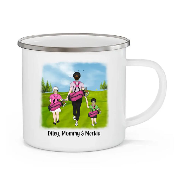 Golf Partners For Life Mom & Kids - Personalized Campfire Mug For Family, Mom, Kids, Golf