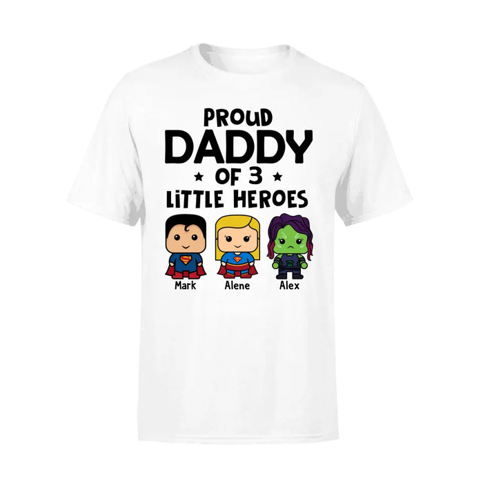 Proud Daddy of Little Heroes - Father's Day Personalized Gifts Custom Marvel Shirt for Dad, Marvel Lovers