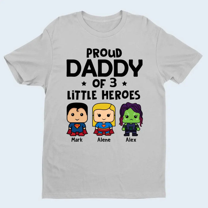 Proud Daddy of Little Heroes - Father's Day Personalized Gifts Custom Marvel Shirt for Dad, Marvel Lovers