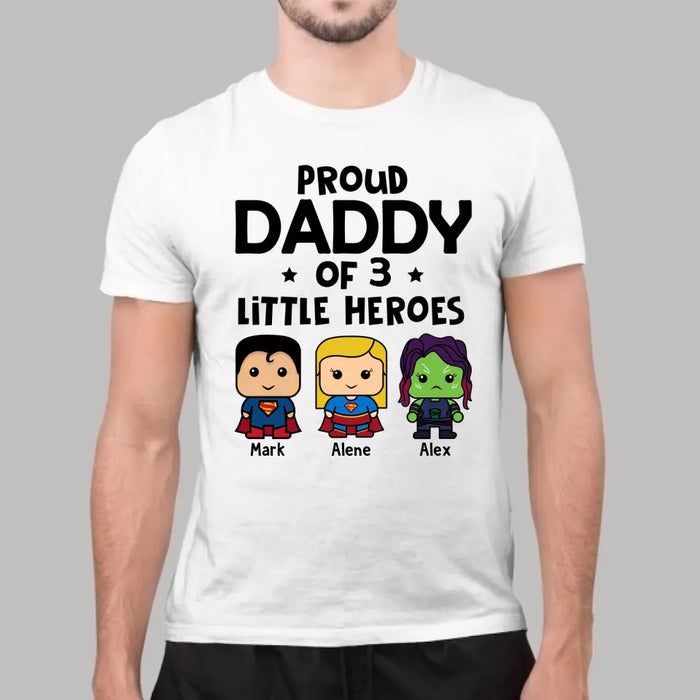 Proud Daddy of Little Heroes - Father's Day Personalized Gifts Custom Marvel Shirt for Dad, Marvel Lovers