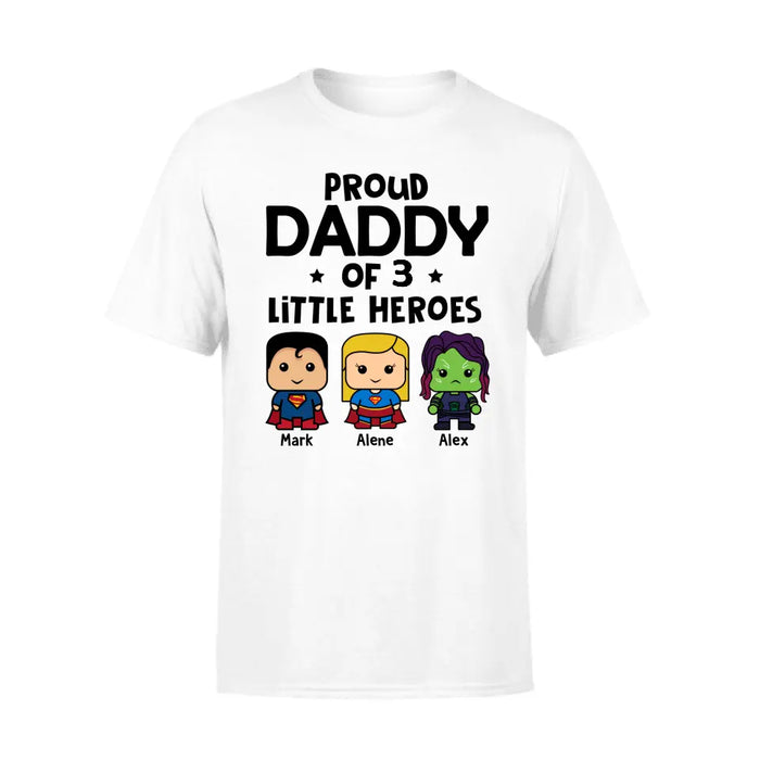 Proud Daddy of Little Heroes - Father's Day Personalized Gifts Custom Marvel Shirt for Dad, Marvel Lovers