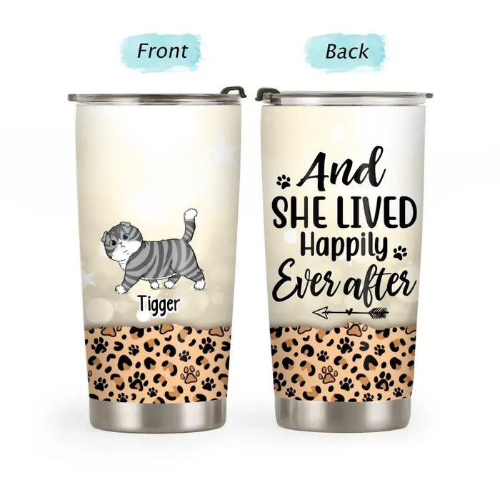 And She Lived Happily Ever After - Personalized Gifts Custom Cat Tumbler for Cat Mom, Cat Lovers