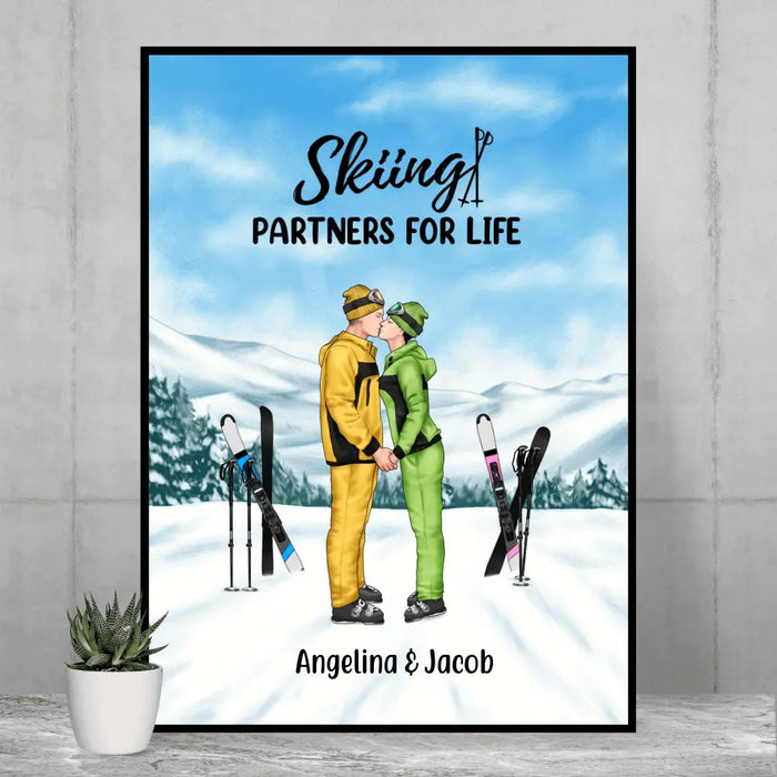 Skiing Partners for Life - Personalized Gifts Custom Skiing Poster for Couples, Skiing Lovers