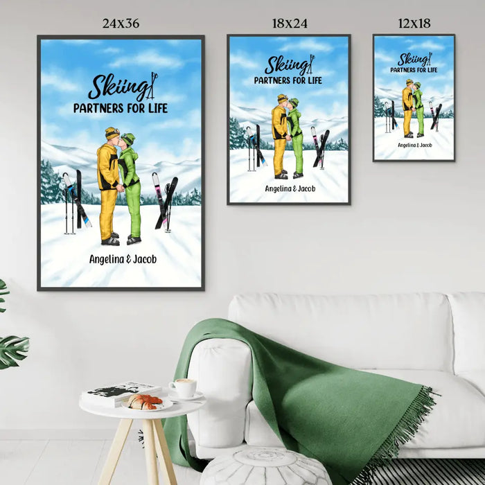 Skiing Partners for Life - Personalized Gifts Custom Skiing Poster for Couples, Skiing Lovers