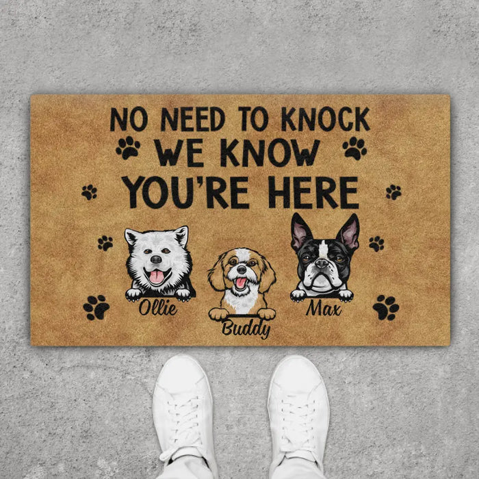 No Need to Knock, We Know You're Here - Dog Personalized Gifts Custom Doormat for Her, for Him, for Her