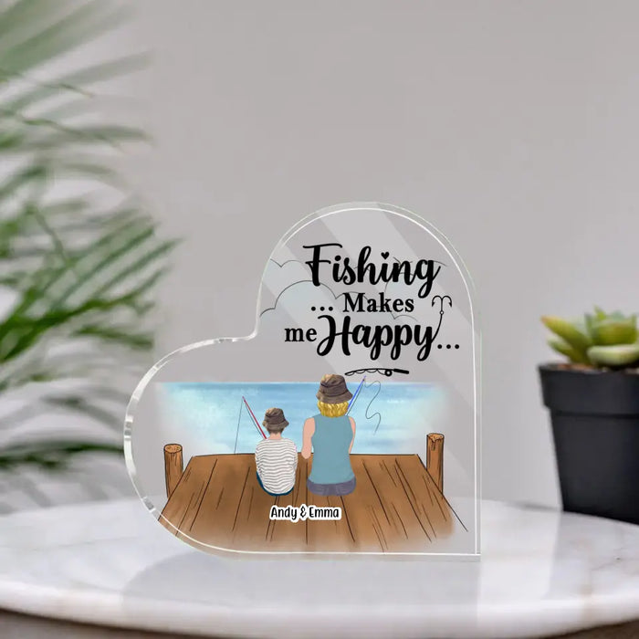 I Reel-ly Love You Mother and Son Daughter - Personalized Gifts Custom Acrylic Plaque for Fishing Lovers