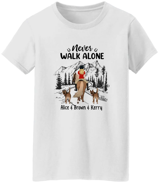 Personalized Shirt, Horse Riding Girl And Dogs, Gift for Horse And Dog Lovers