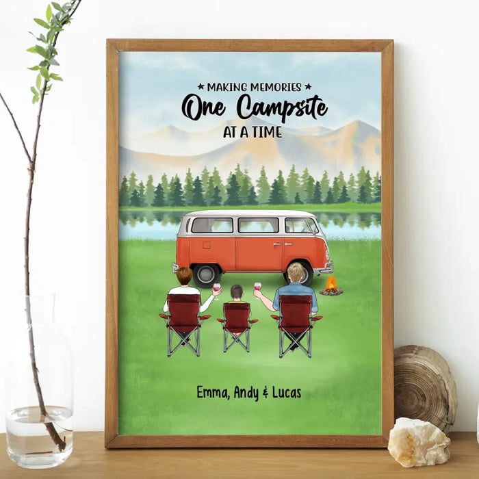 Making Memories One Campsite at a Time - Personalized Gifts Custom Camping Poster for Family, Camping Lovers