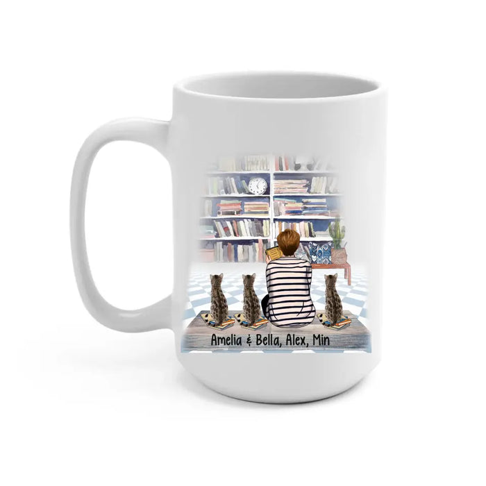 Life Is Better with Books and Cats - Personalized Gifts Custom Cat Mug for Cat Mom, Cat Reading Lovers