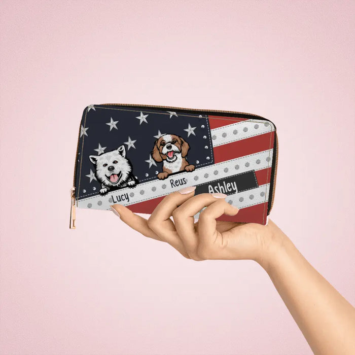 Personalized Gifts Custom Wallet America Flag For Dog Lovers, For Dog Mom