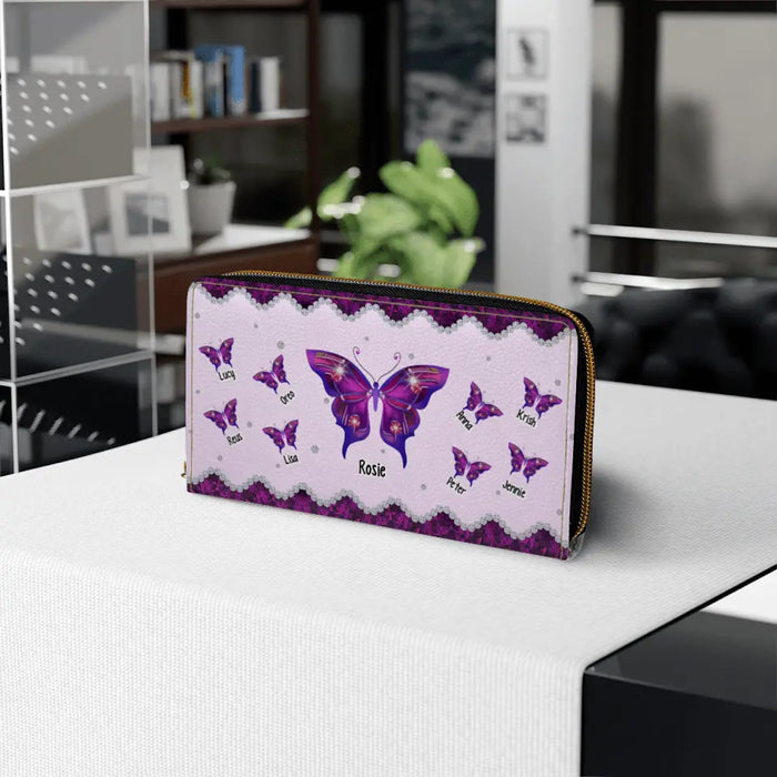 Personalized Wallet Butterfly With Kids Name Gift For Grandma, For Mom