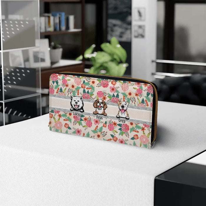 Personalized Gifts Custom Floral Wallet For Dog Lovers, For Dog Mom