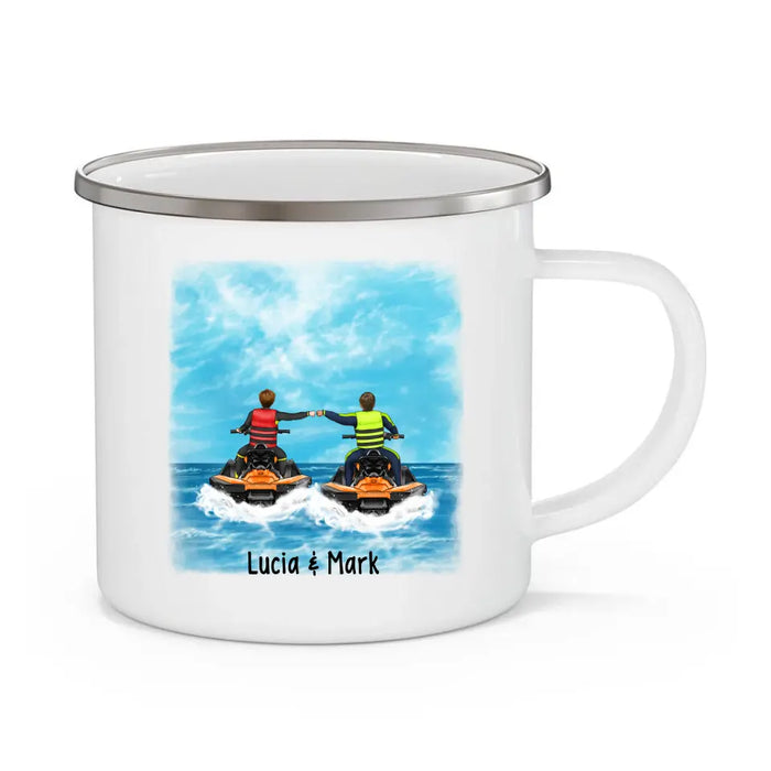 Born to Jet-Ski - Personalized Gifts for Custom Jet-Ski Enamel Mug for Friends and Couples, Jet-Ski Lovers