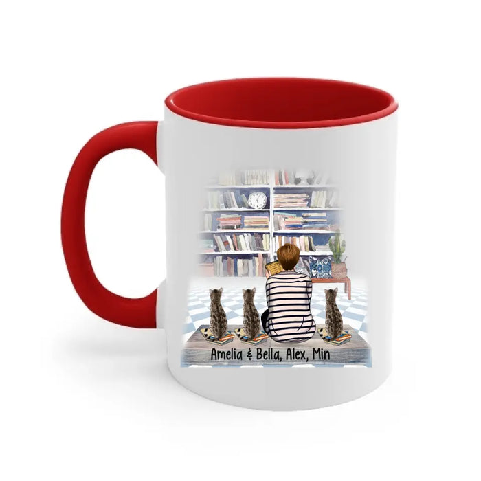 Life Is Better with Books and Cats - Personalized Gifts Custom Cat Mug for Cat Mom, Cat Reading Lovers