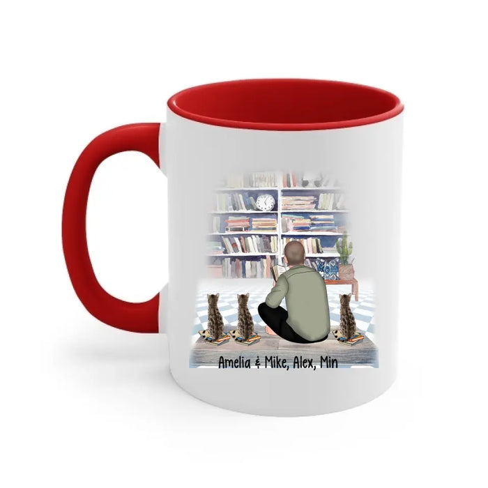 Life Is Better with Books and Cats - Personalized Gifts Custom Cat Mug for Cat Dad, Cat Reading Lovers