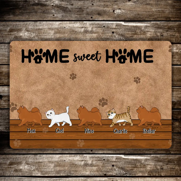 Home Sweet Home - Personalized Gifts Custom Furry Family Doormat for Cat and Dog Lovers