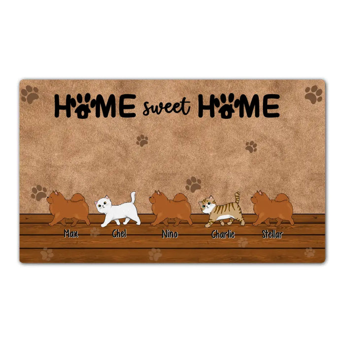 Home Sweet Home - Personalized Gifts Custom Furry Family Doormat for Cat and Dog Lovers