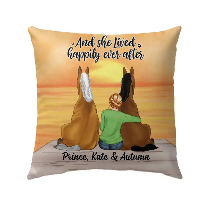 And She Lived Happily Ever After - Personalized Pillow Horse