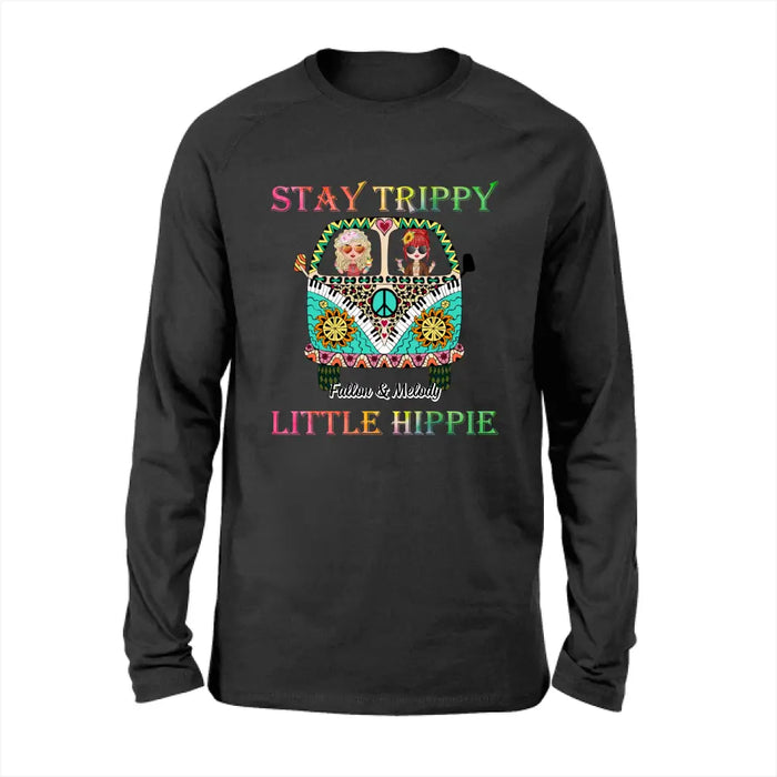 Up To 2 Chibi Stay Trippy Little Hippie - Personalized Shirt For Her, Friends, Sisters, Hippie