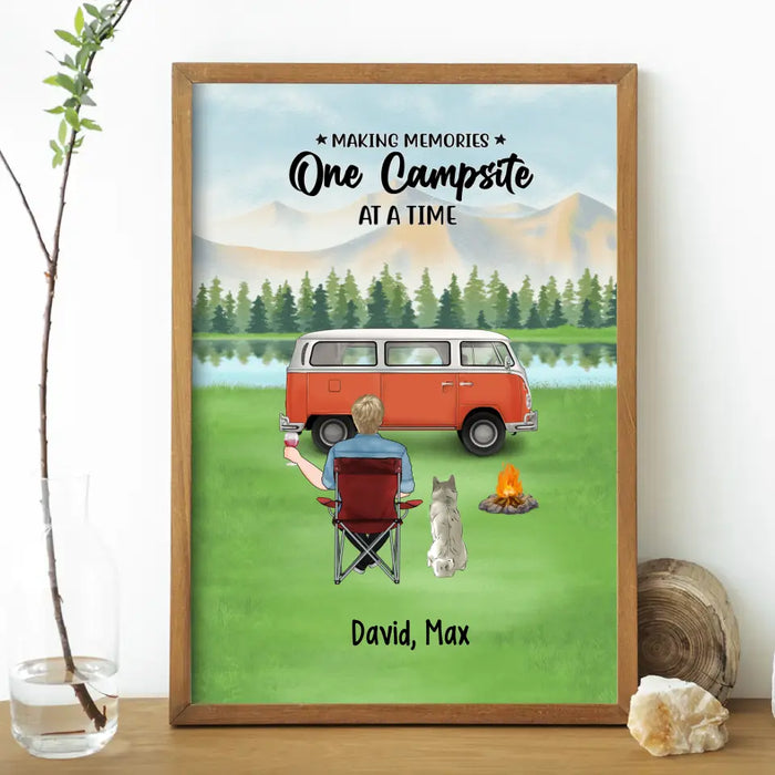 Making Memories One Campsite at a Time - Personalized Gifts Custom Camping Poster for Dog Dad, Camping Lovers