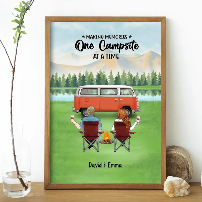 Making Memories One Campsite at a Time - Personalized Gifts Custom Camping Poster for Couples, Camping Lovers