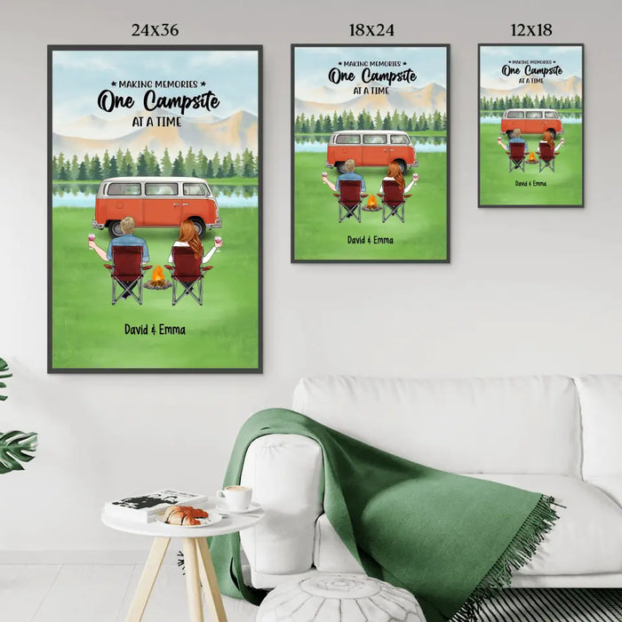 Making Memories One Campsite at a Time - Personalized Gifts Custom Camping Poster for Couples, Camping Lovers