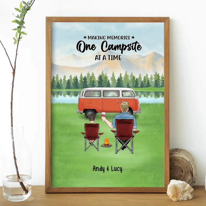 Making Memories One Campsite at a Time Man & Kids - Personalized Gifts Custom Camping Poster for Dad, Camping Lovers