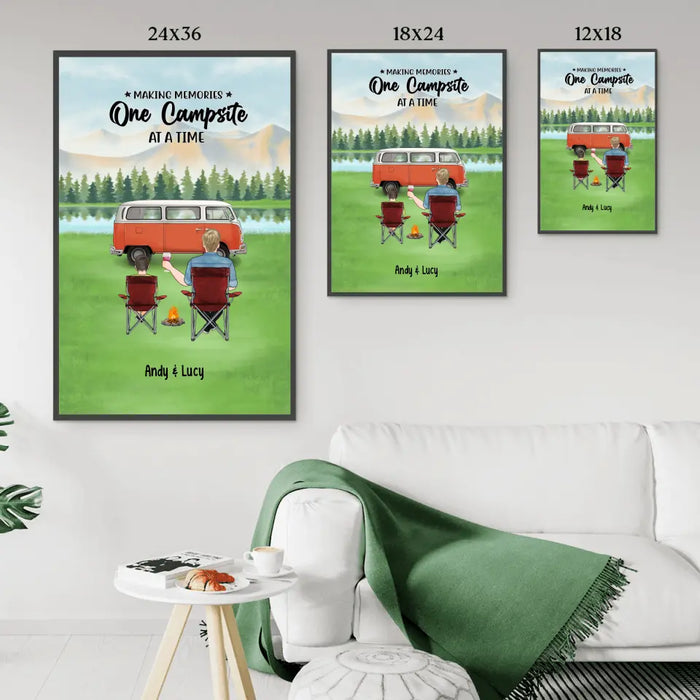 Making Memories One Campsite at a Time Man & Kids - Personalized Gifts Custom Camping Poster for Dad, Camping Lovers