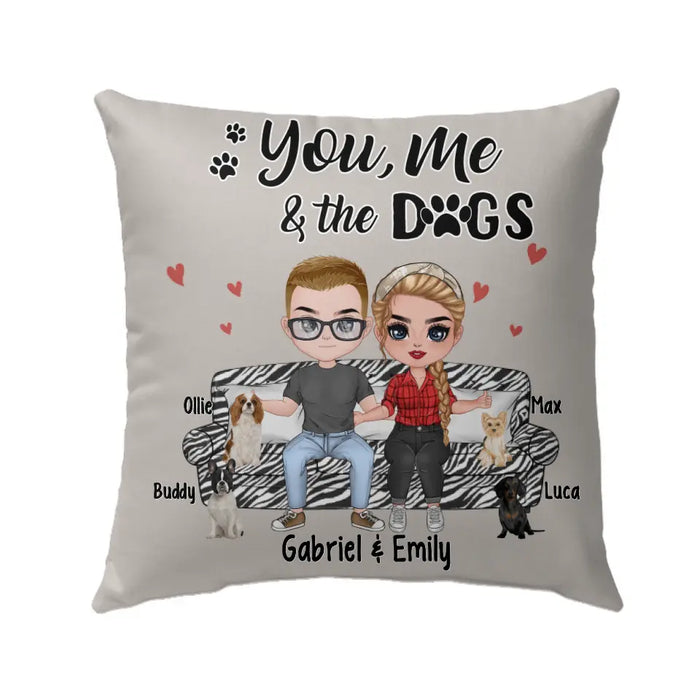 You, Me, and the Dogs - Personalized Gifts for Custom Dog Pillow - Dog Dad for Dog Mom or Dog Dad - Dog Lovers