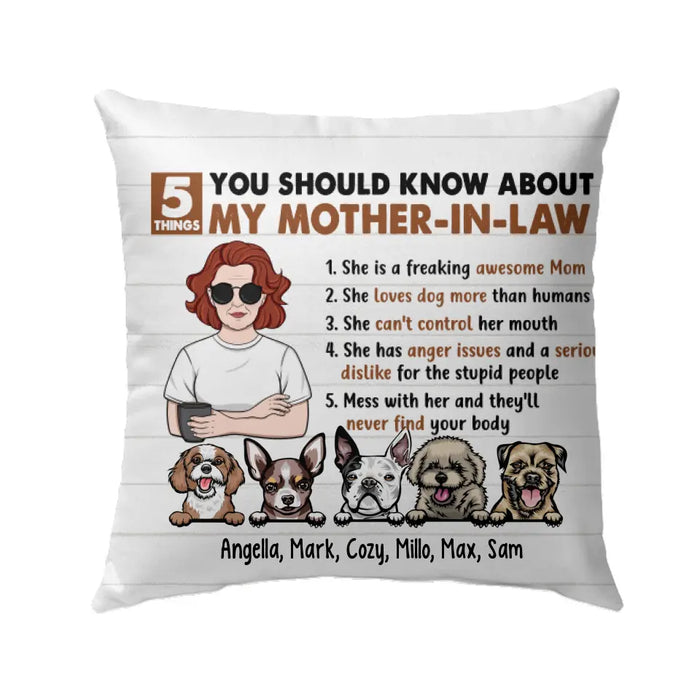 5 Things You Should Know About My Mother-in-Law - Personalized Gifts Custom Pillow for Mom