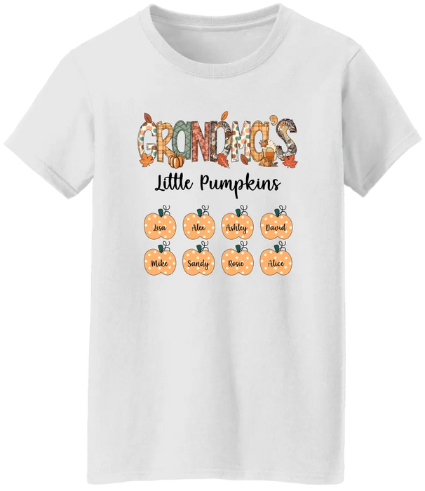 Grandma's Little Pumpkins - Personalized Gifts Custom Pumpkin Shirt for Nana Grandma