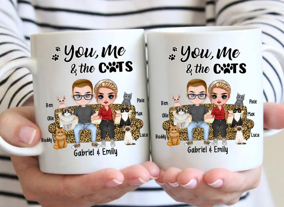 You Me and the Cats - Personalized Gifts Custom Cat Mug for Couples and Cat Lovers