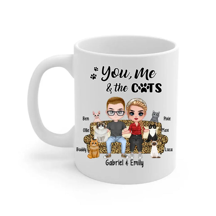 You Me and the Cats - Personalized Gifts Custom Cat Mug for Couples and Cat Lovers