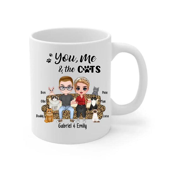 You Me and the Cats - Personalized Gifts Custom Cat Mug for Couples and Cat Lovers