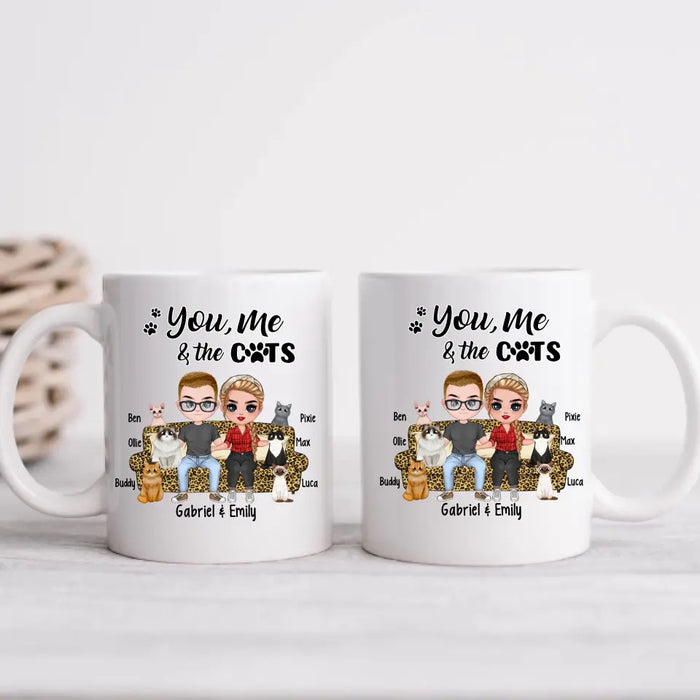 You Me and the Cats - Personalized Gifts Custom Cat Mug for Couples and Cat Lovers