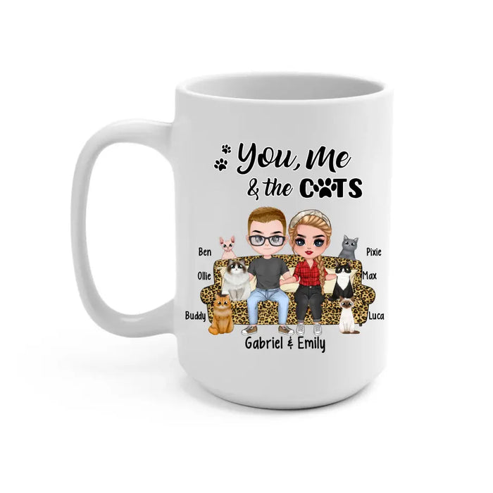 You Me and the Cats - Personalized Gifts Custom Cat Mug for Couples and Cat Lovers